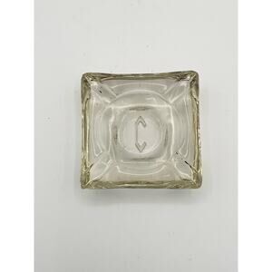 MCM Vintage C Monoframmed Square Ashtray / Clear glass